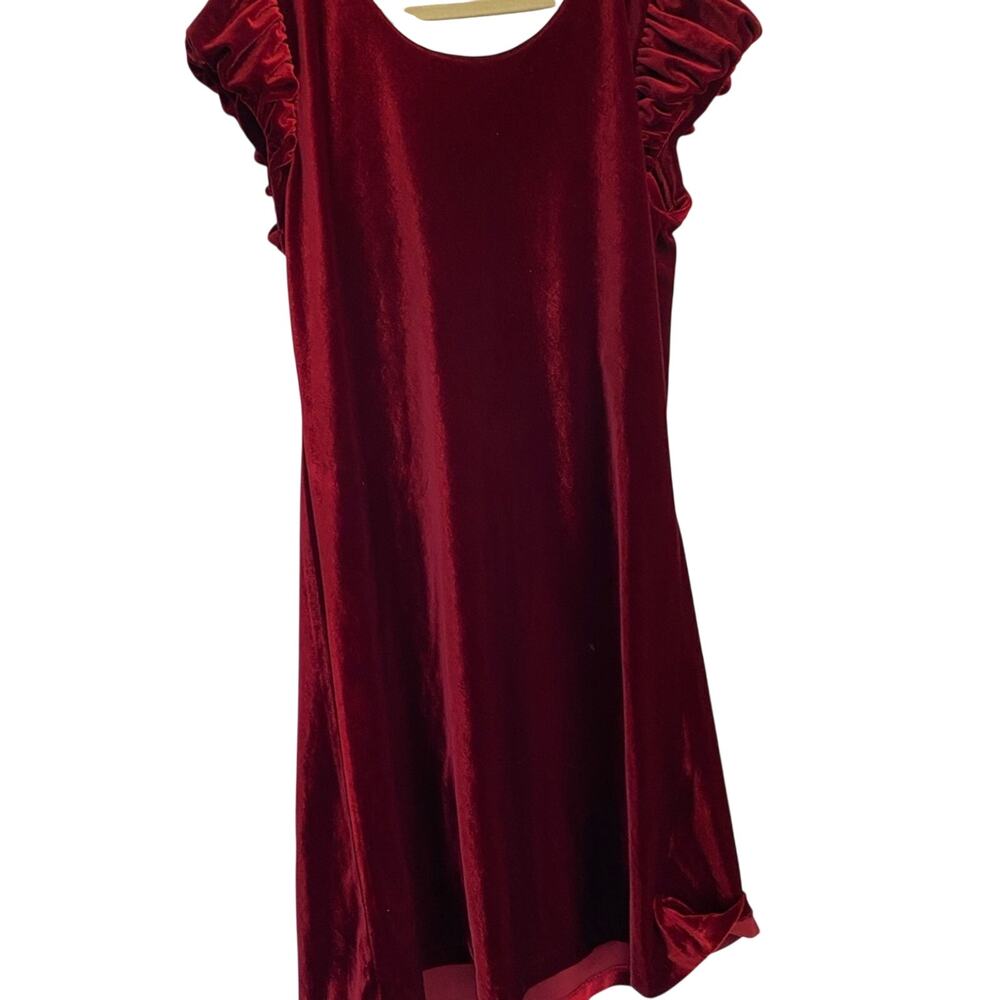 Ralph Lauren Girls Deep Red Velvet Dress Size XL 16